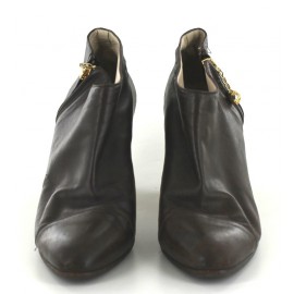 CHANEL boots dark brown leather T 37.5