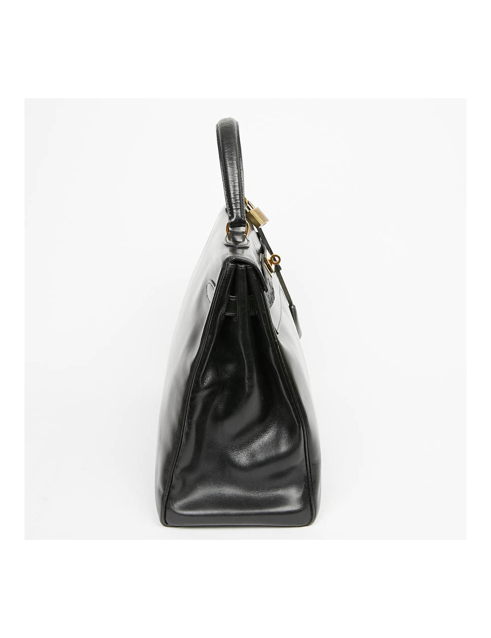 Sac à main Kelly 35 HERMES cuir box noir Vintage