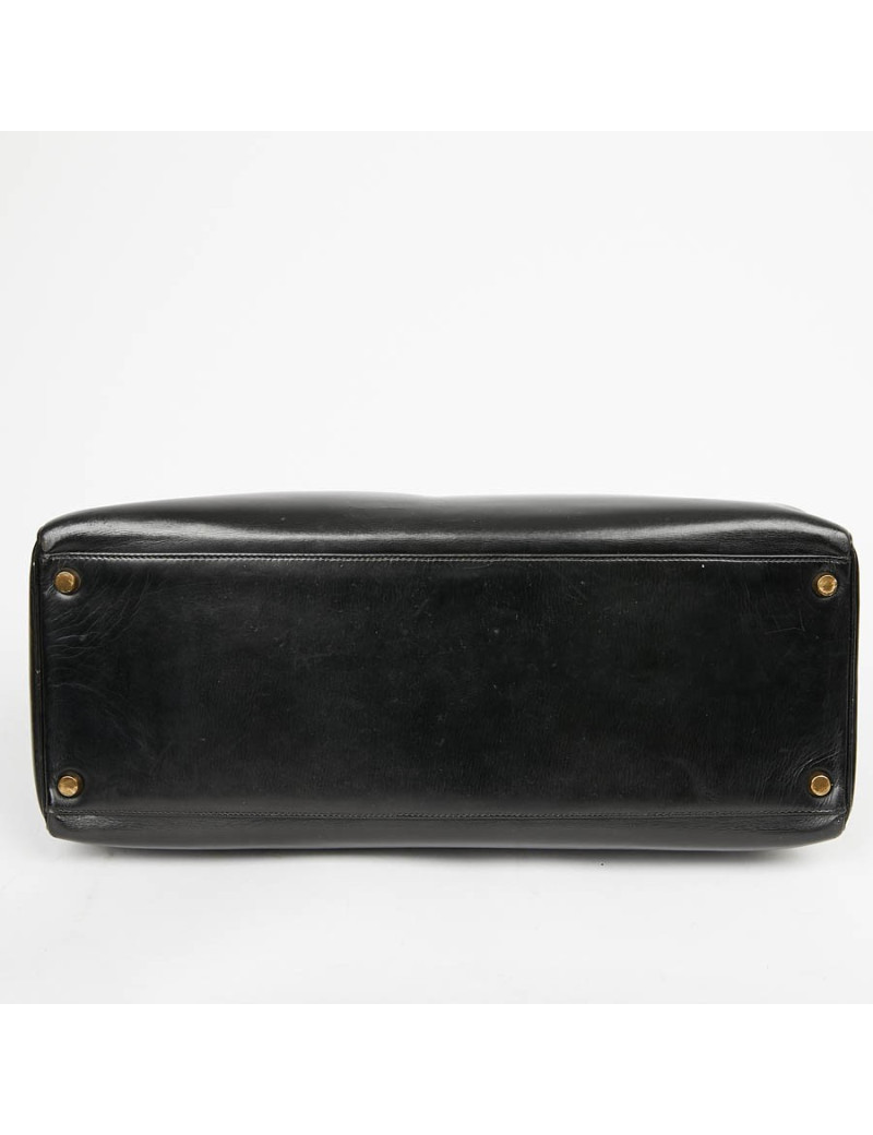 Sac à main Kelly 35 HERMES cuir box noir Vintage