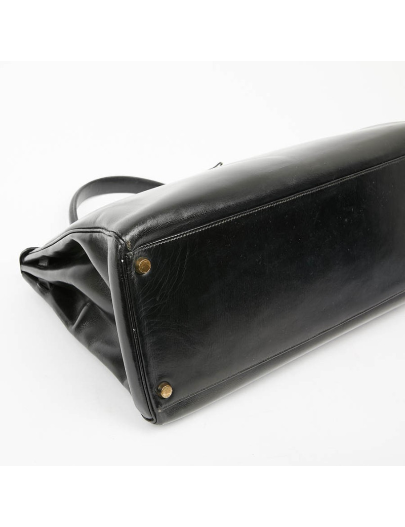Sac à main Kelly 35 HERMES cuir box noir Vintage