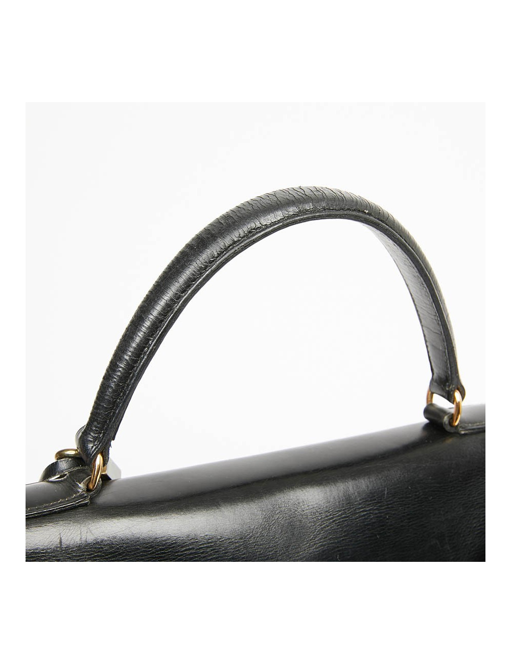 Sac à main Kelly 35 HERMES cuir box noir Vintage