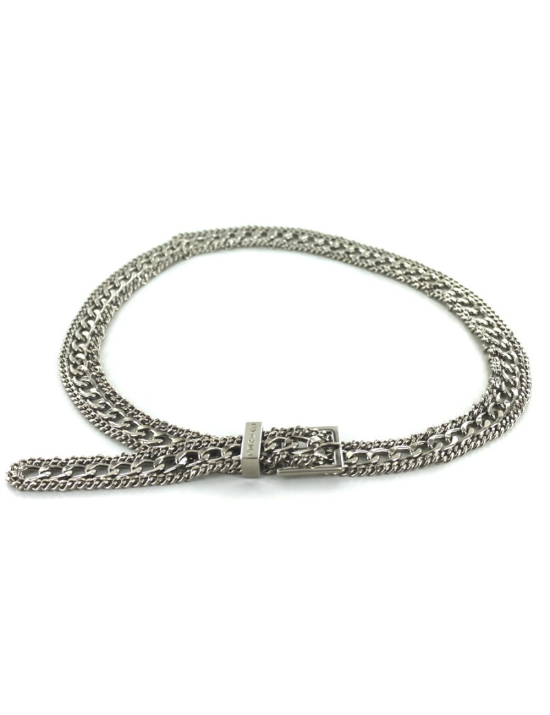 Ceinture CHANEL tripe rangs chaînes métal argenté