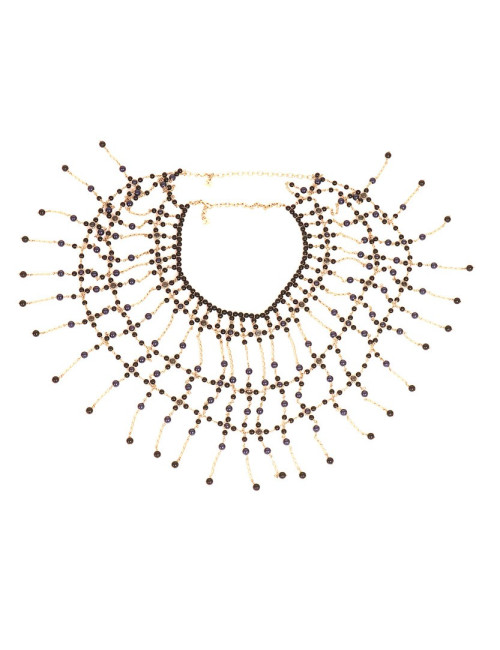 Plastron CHANEL couture perles bleues et noires