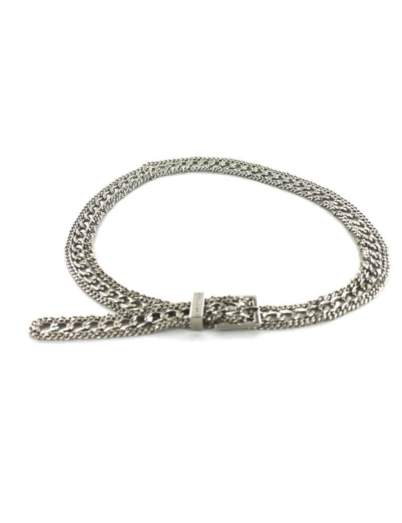 Ceinture CHANEL tripe rangs chaînes métal argenté