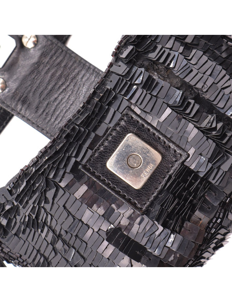Mini baguette FENDI sequins noirs
