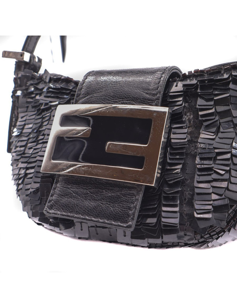 Mini baguette FENDI sequins noirs