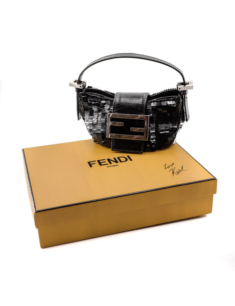 Mini baguette FENDI sequins noirs