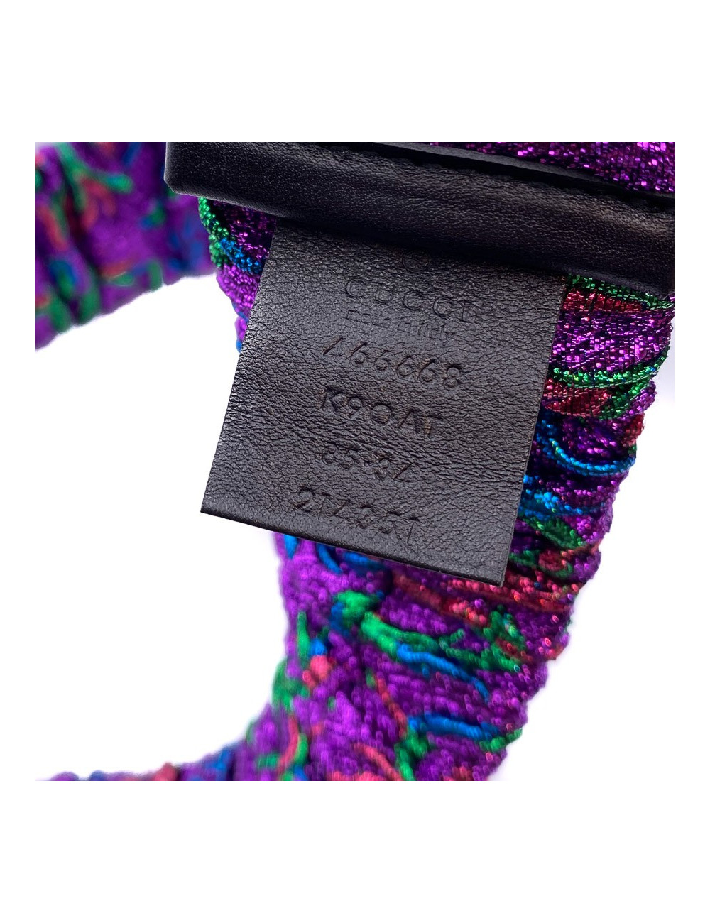 Ceinture GUCCI multicolore tête de loup dorée