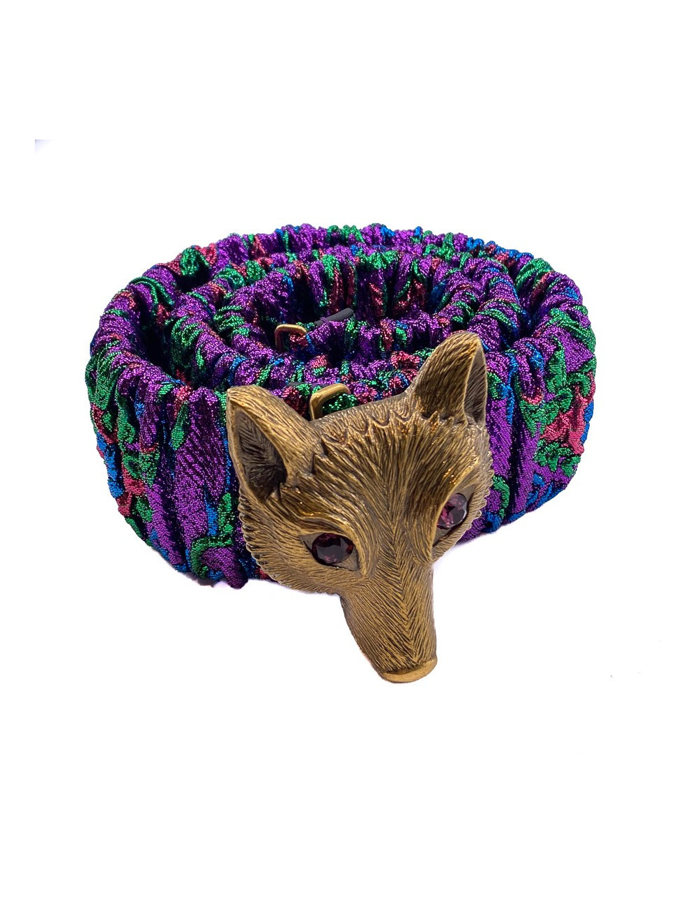 Ceinture GUCCI multicolore tête de loup dorée