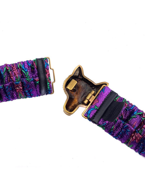 Ceinture GUCCI multicolore tête de loup dorée