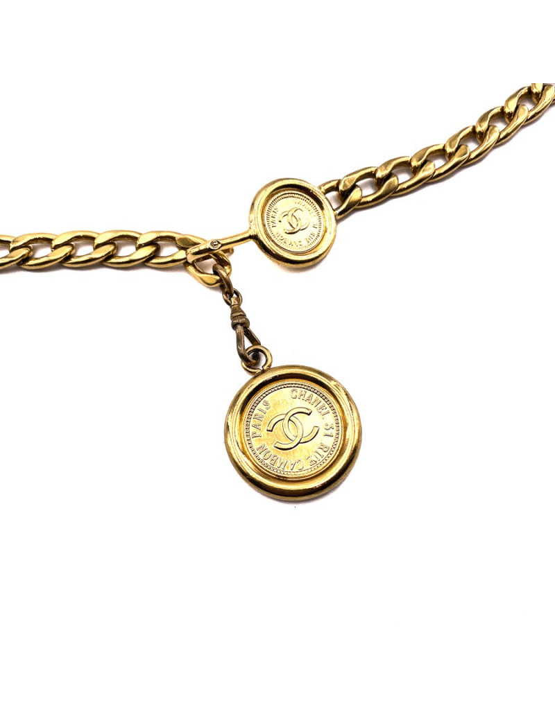 Ceinture vintage pièces CHANEL dorée 