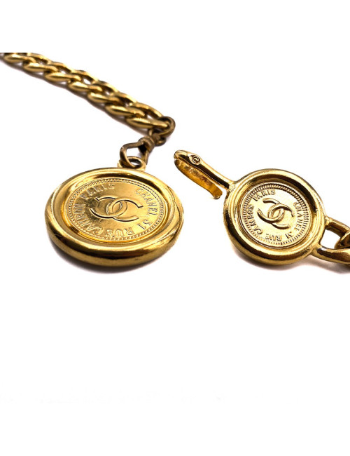 Ceinture vintage pièces CHANEL dorée 