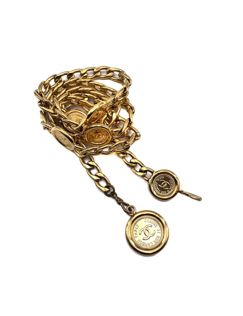 Ceinture vintage pièces CHANEL dorée 