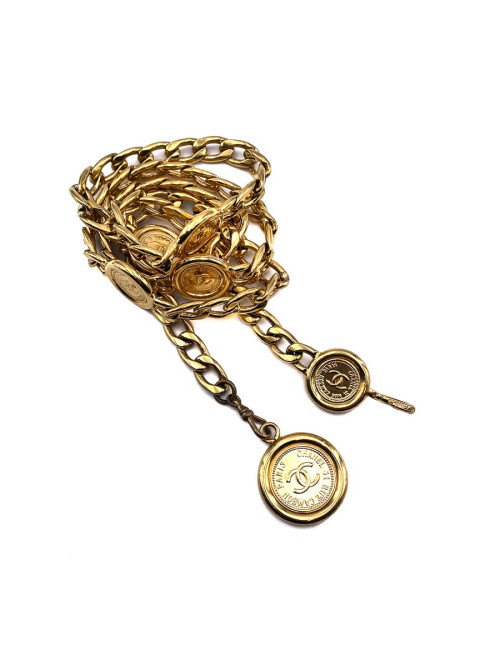 Ceinture vintage pièces CHANEL dorée 