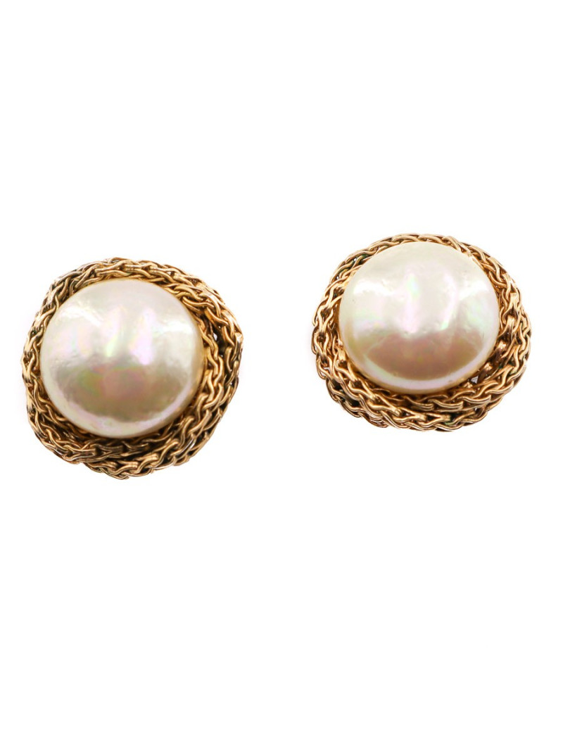 Clips perles CHANEL dorés vintage