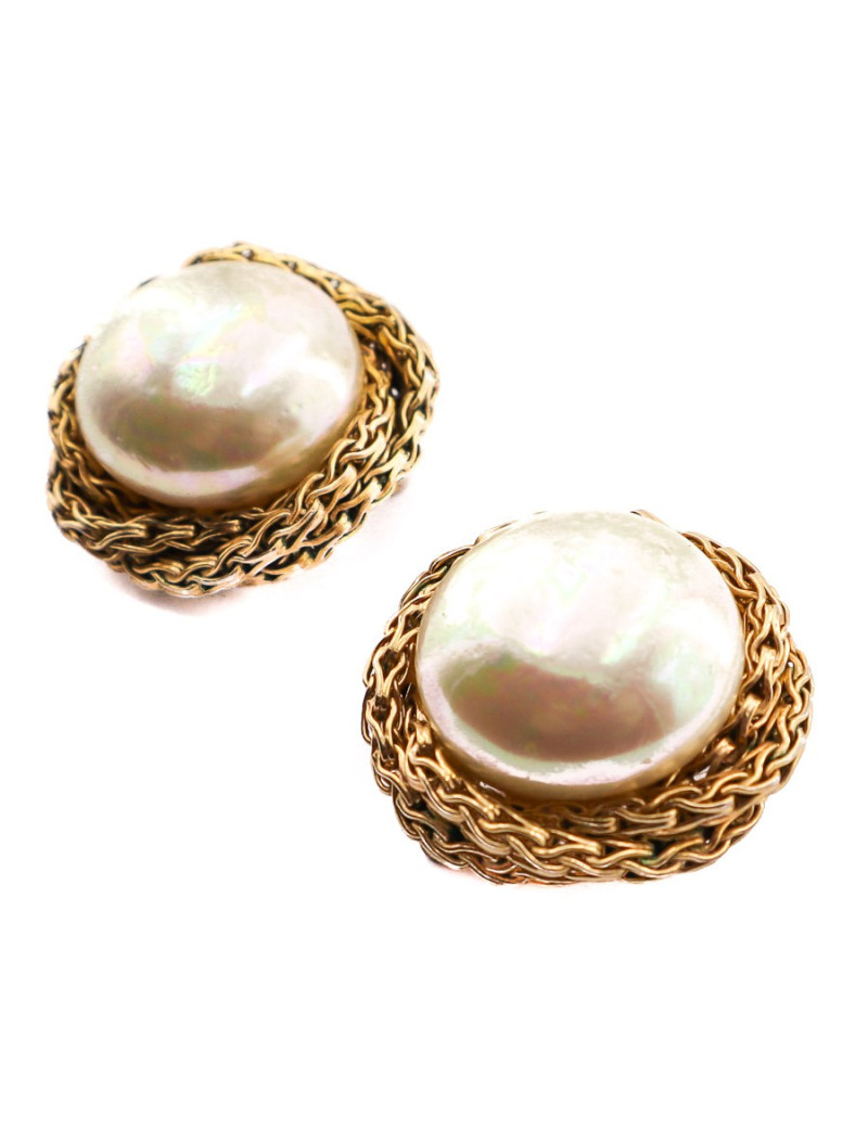 Clips perles CHANEL dorés vintage
