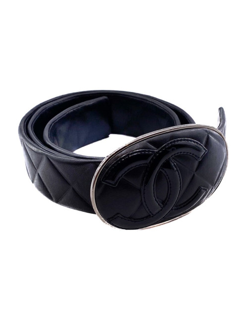 Ceinture cuir noire T85 CHANEL