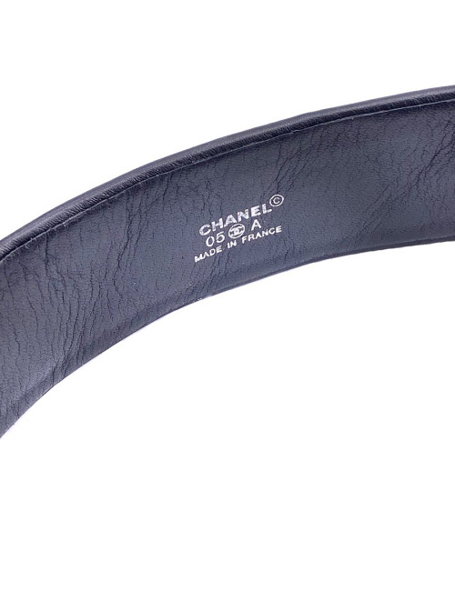 Ceinture cuir noire T85 CHANEL