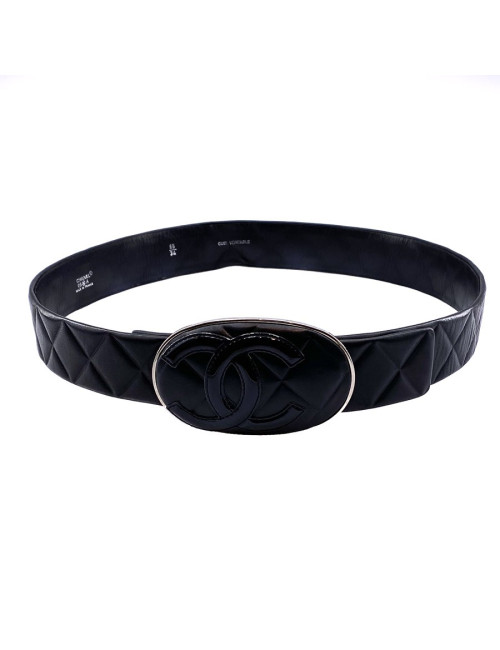 Ceinture cuir noire T85 CHANEL