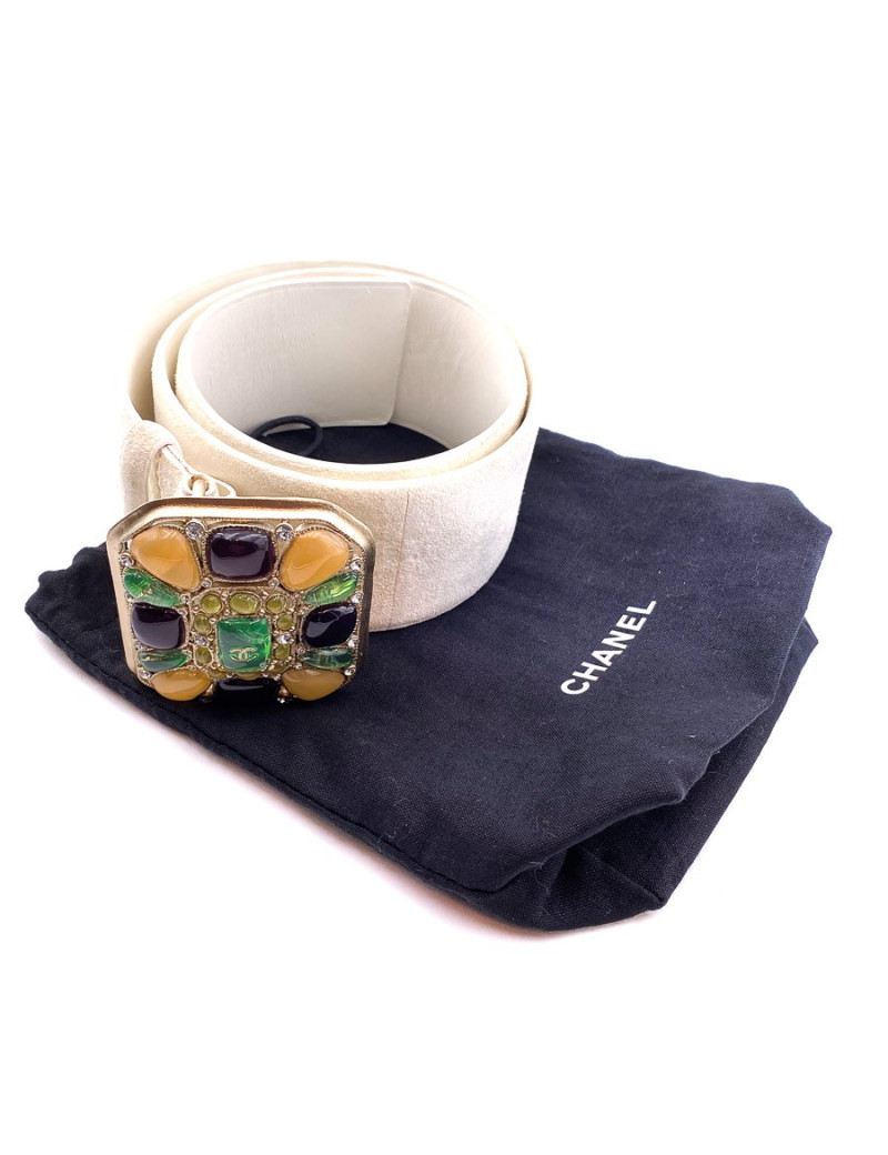 Ceinture beige CHANEL cuir et pâte de verre T38