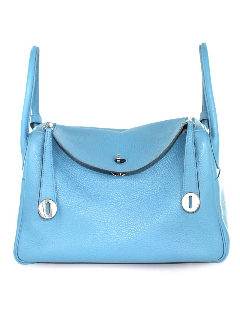 LINDY HERMES en cuir taurillon bleu 