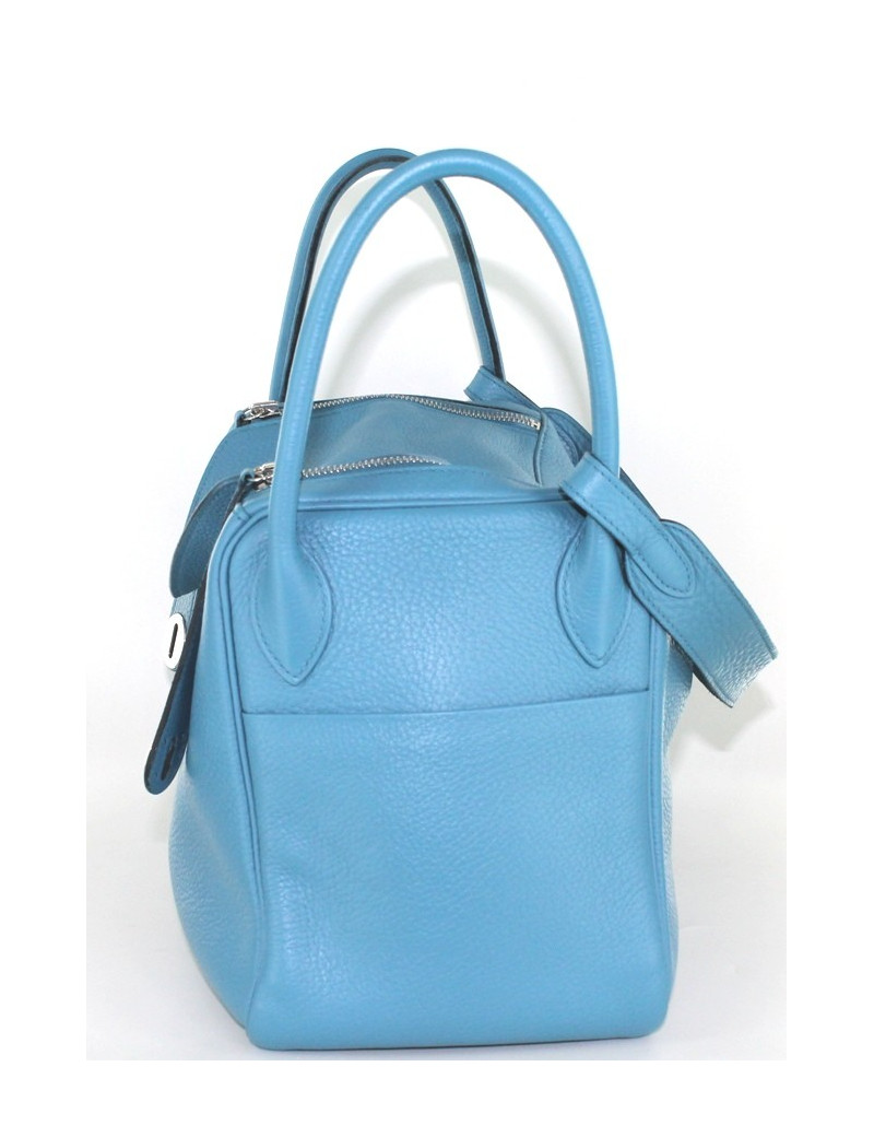LINDY 30 HERMES en cuir taurillon bleu 