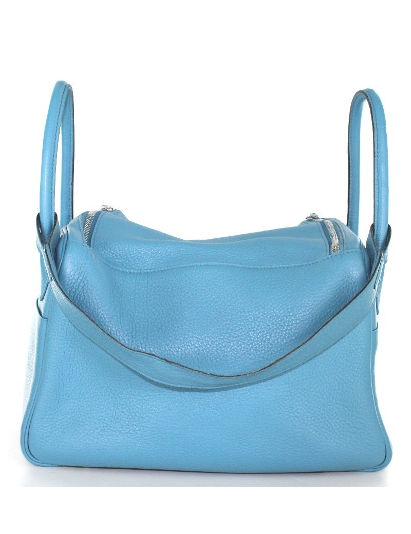 LINDY HERMES en cuir taurillon bleu 