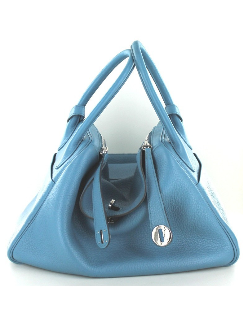 LINDY HERMES en cuir taurillon bleu 