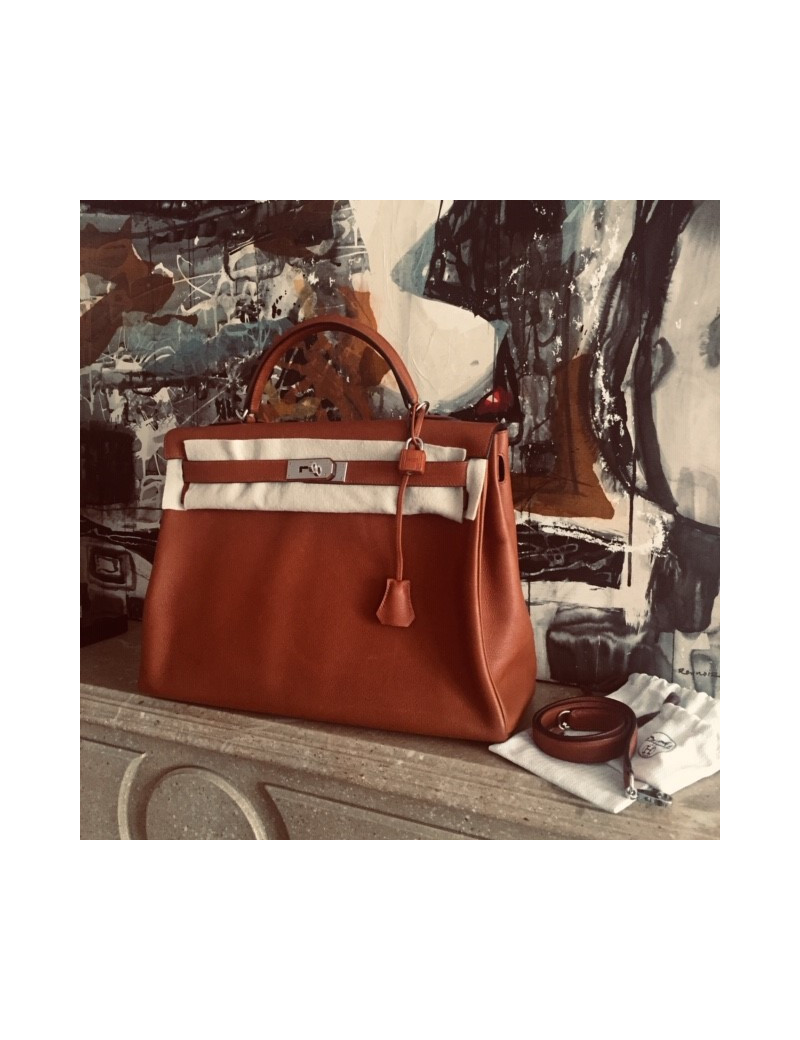 Kelly 40 HERMES cuir grainé fauve