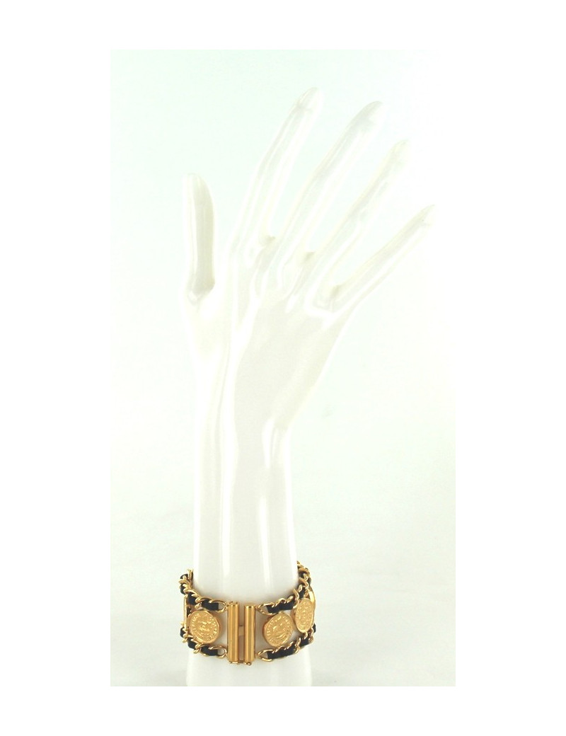 Bracelet CHANEL vintage pièces métal doré et chaîne