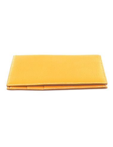 Portefeuille HERMES EVELYN en cuir jaune orangé 2