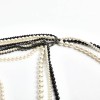 Chanel Long Multi Row Black and White Pearls Necklace 