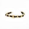 bracelet CHANEL métal doré entrelacé de cuir noir