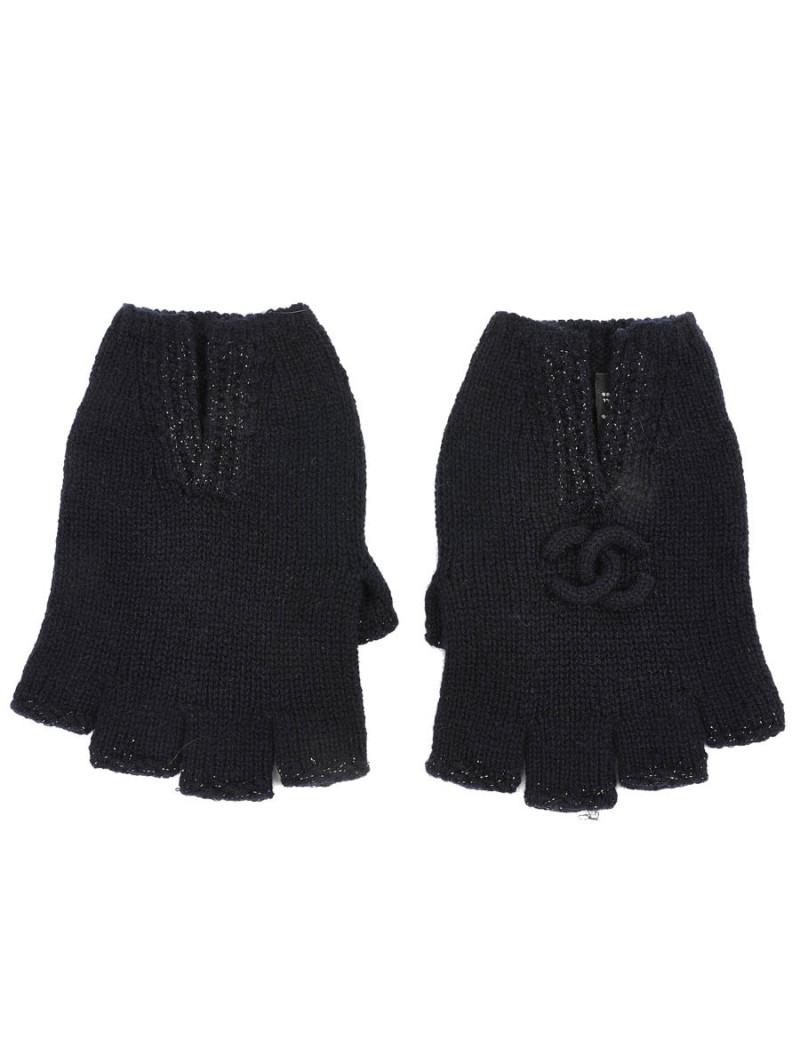 Mitaines CHANEL cachemire bleu marine