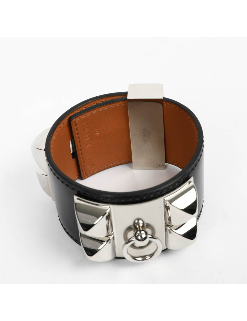 Manchette CDC HERMES cuir box noir