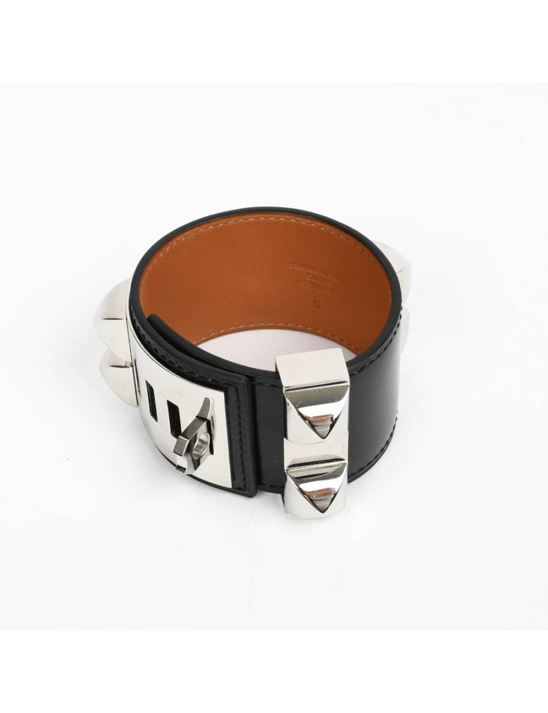Manchette CDC HERMES cuir box noir