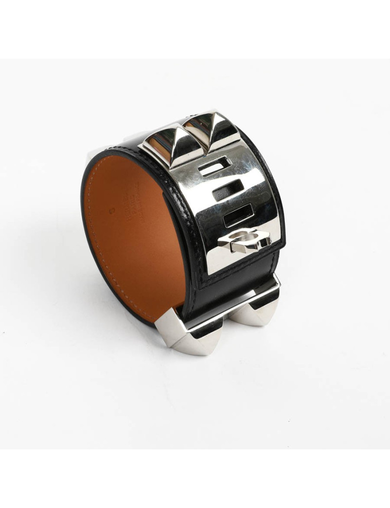 Manchette CDC HERMES cuir box noir