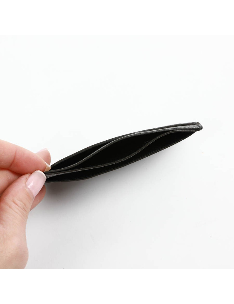 Porte-cartes YSL SAINT LAURENT cuir gris métalisé