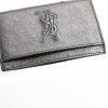 Porte-cartes YSL SAINT LAURENT cuir gris métalisé