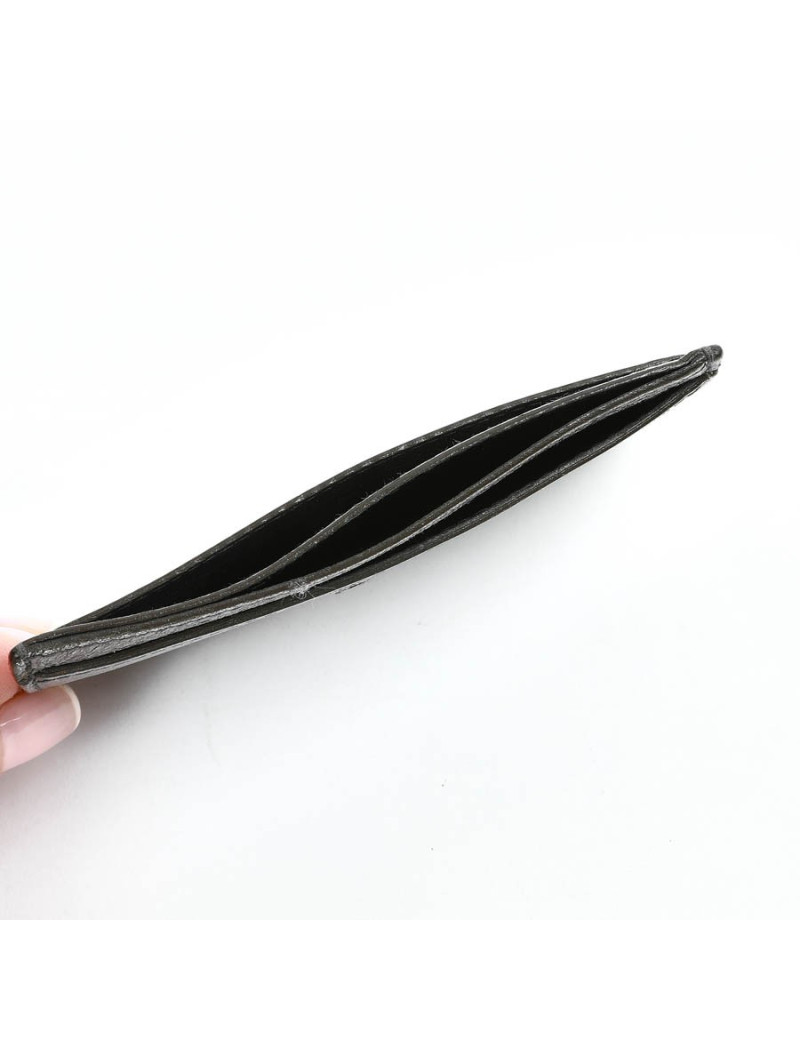 Porte-cartes YSL SAINT LAURENT cuir gris métallisé