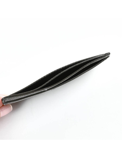 Porte-cartes YSL SAINT LAURENT cuir gris métallisé