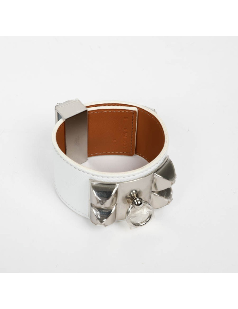 Manchette CDC HERMES cuir epsom blanc 
