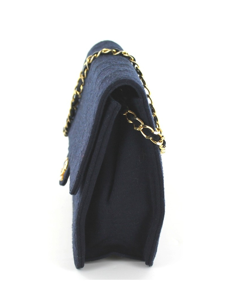 Sac CHANEL vintage en jersey bleu marine 