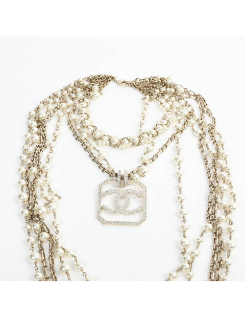 CHANEL Sautoir 5 rangs pendentif