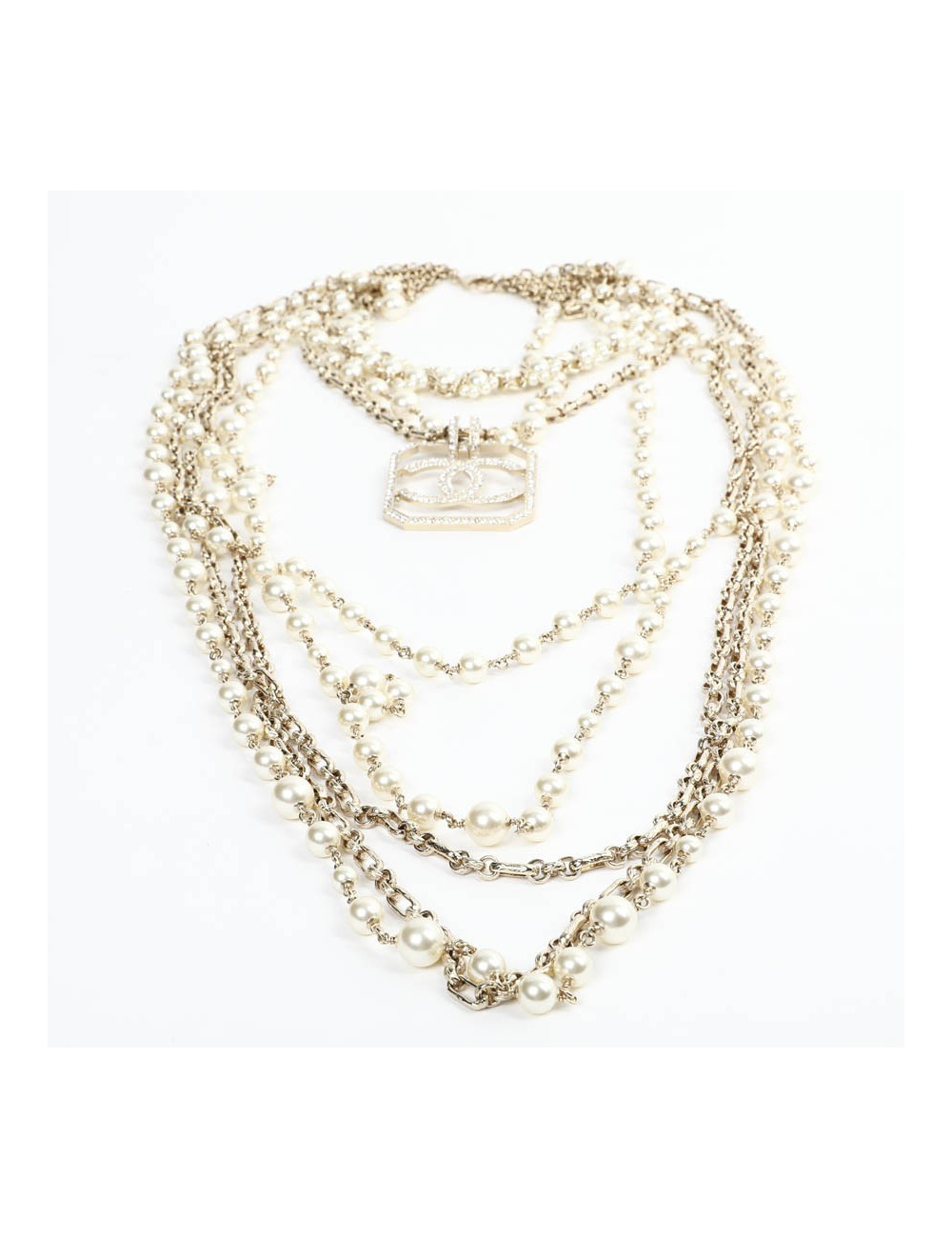 CHANEL Sautoir 5 rangs pendentif