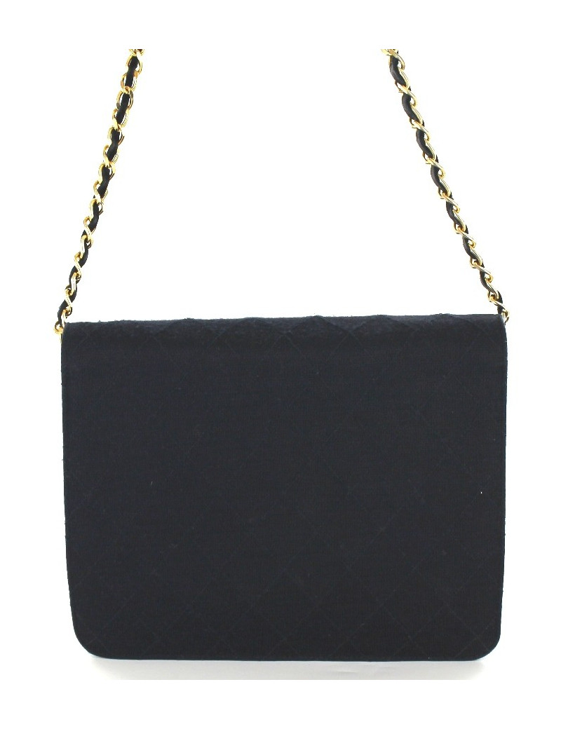 Sac CHANEL vintage en jersey bleu marine 