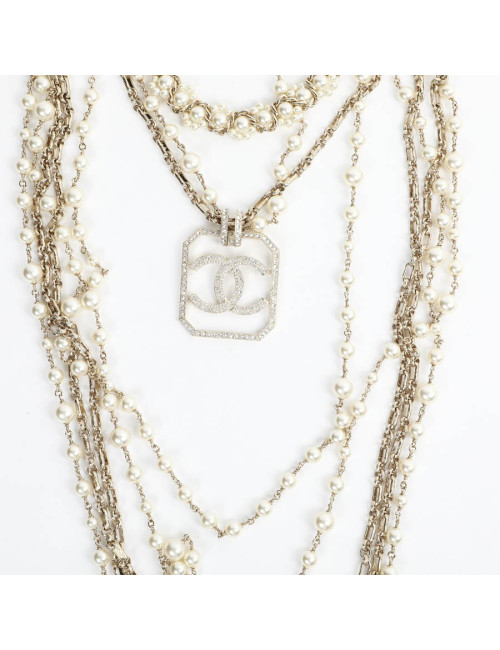 CHANEL Sautoir 5 rangs pendentif