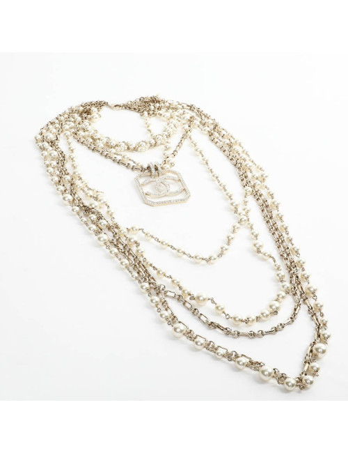 CHANEL Sautoir 5 rangs pendentif