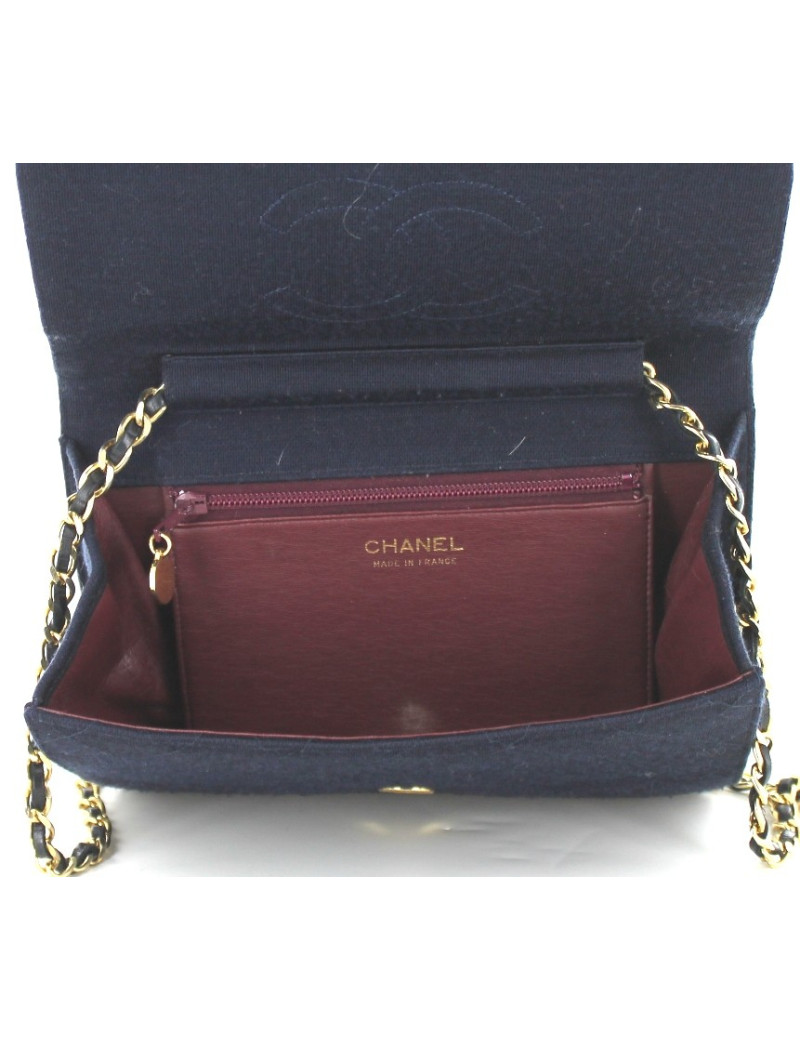 Sac CHANEL vintage en jersey bleu marine 
