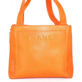 CHANEL leather bag orange